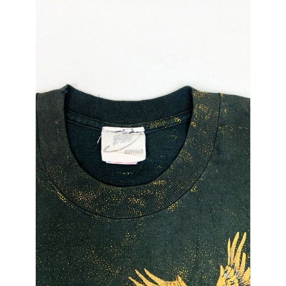 Vintage Native American T-Shirt Cowboy XL Black Gold All over Print - Picture 6 of 10